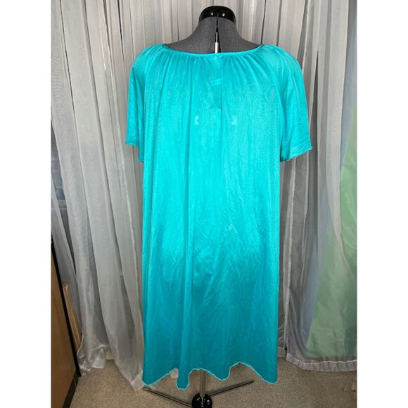 nightgown satin teal vintage - Picture 4 of 7